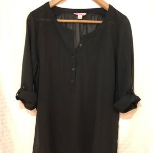 Candie's Roll Tab Split Neck Top